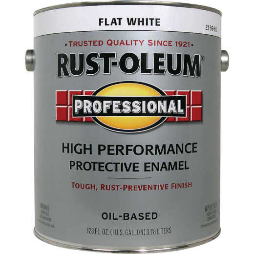 Rust-Oleum Professional Oil-Based Flat VOC Formula Rust Control Enamel, White, 1 Gal.